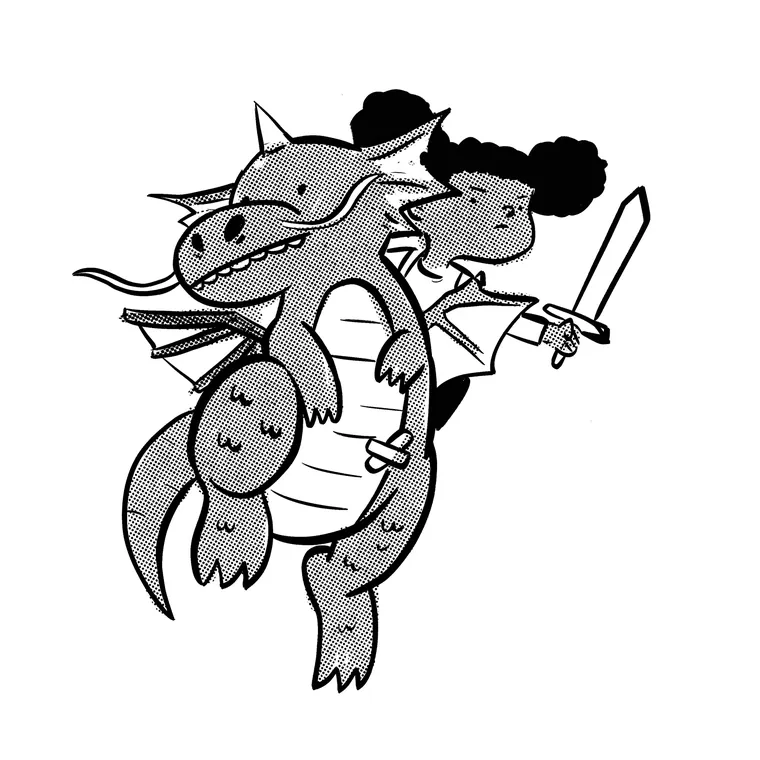 Maya rides, sword out