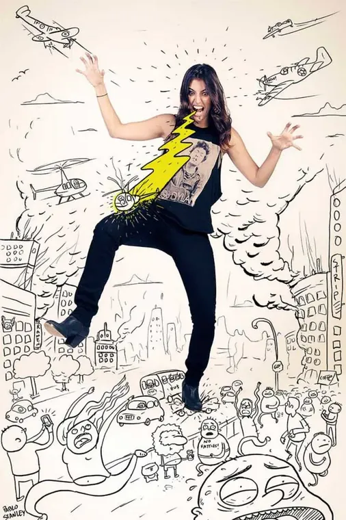Woman destroying the city