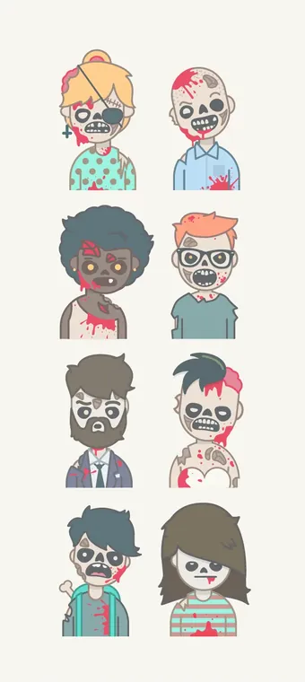 Eight zombies, one grid