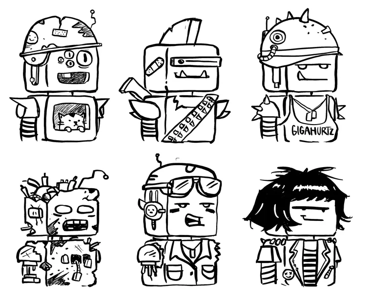 Six fighter sketches