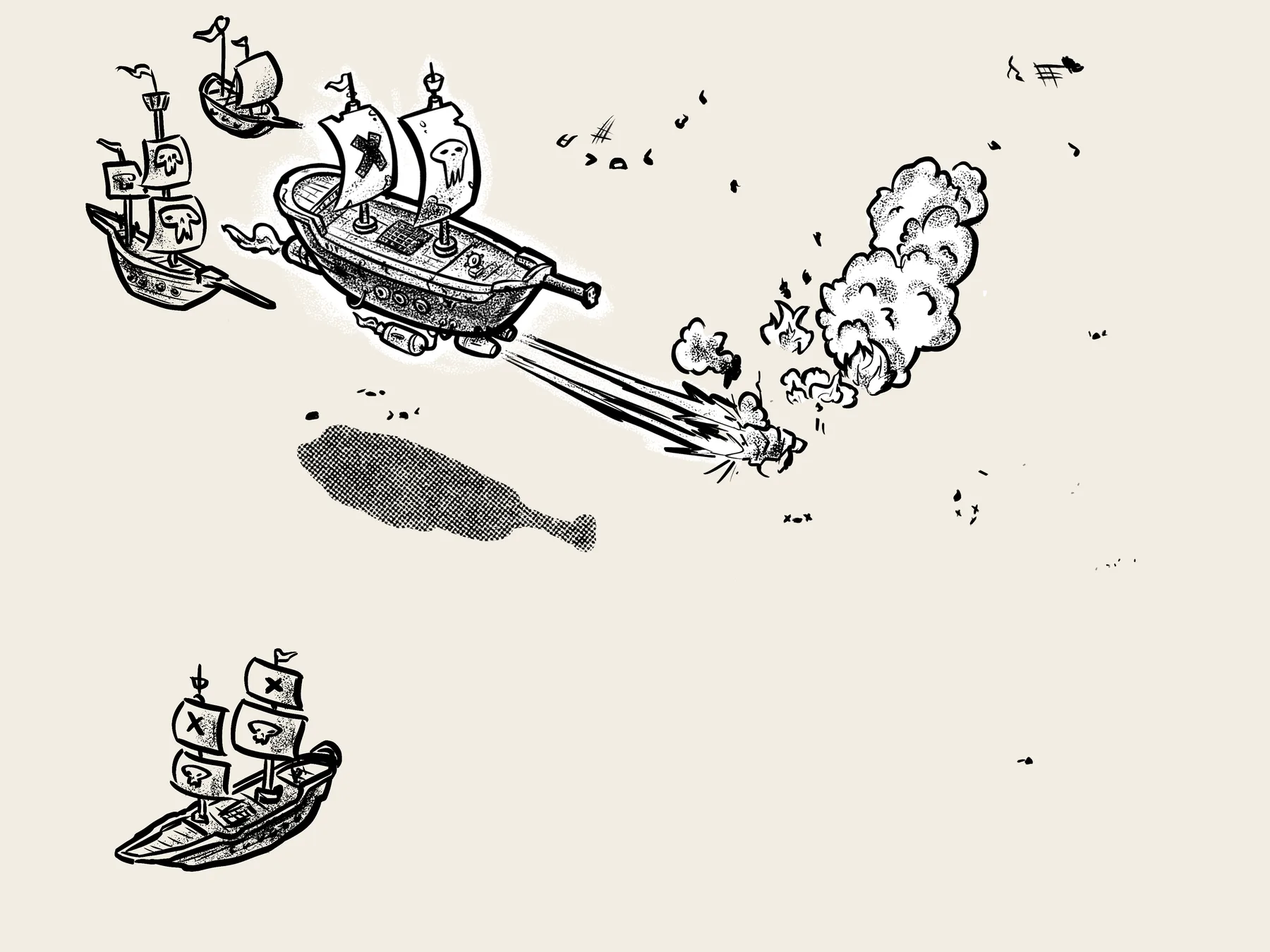 Cloud Island, mid pirate raid