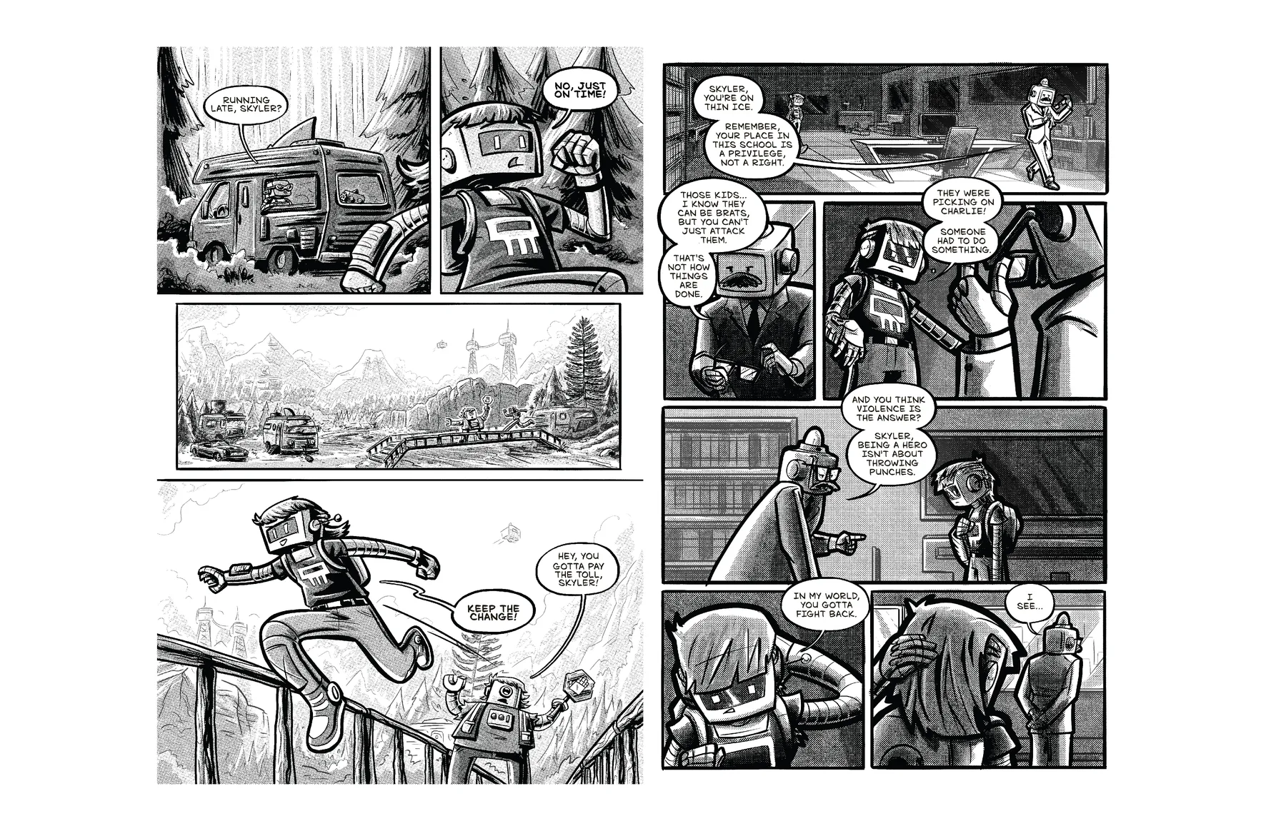 Spreads, inked and lettered
